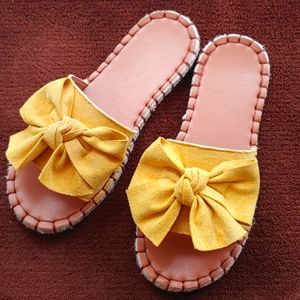 Yellow bow Espadrilles flat Sandals size40